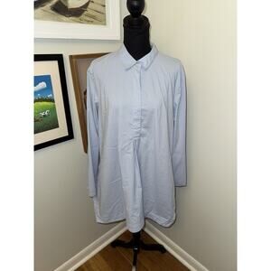 Pure J Jill Tunic Top Womens Size XL Blue Popover Quarter Snap Stretch
